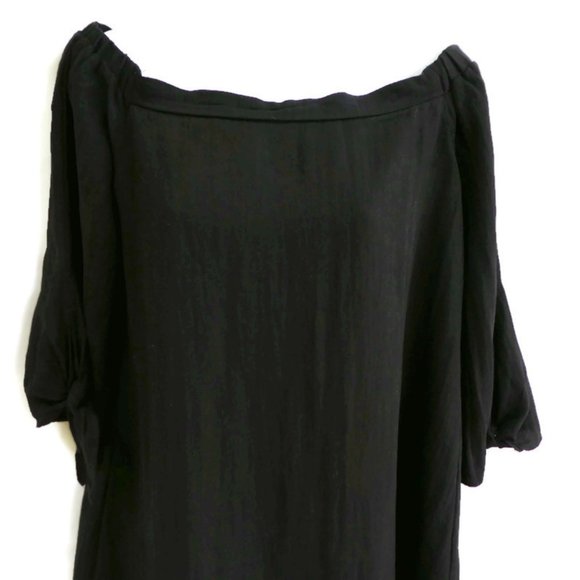 Ellison Blouse Off Shoulder Three Quarter Sleeves Lined Black Cotton M - Picture 3 of 8